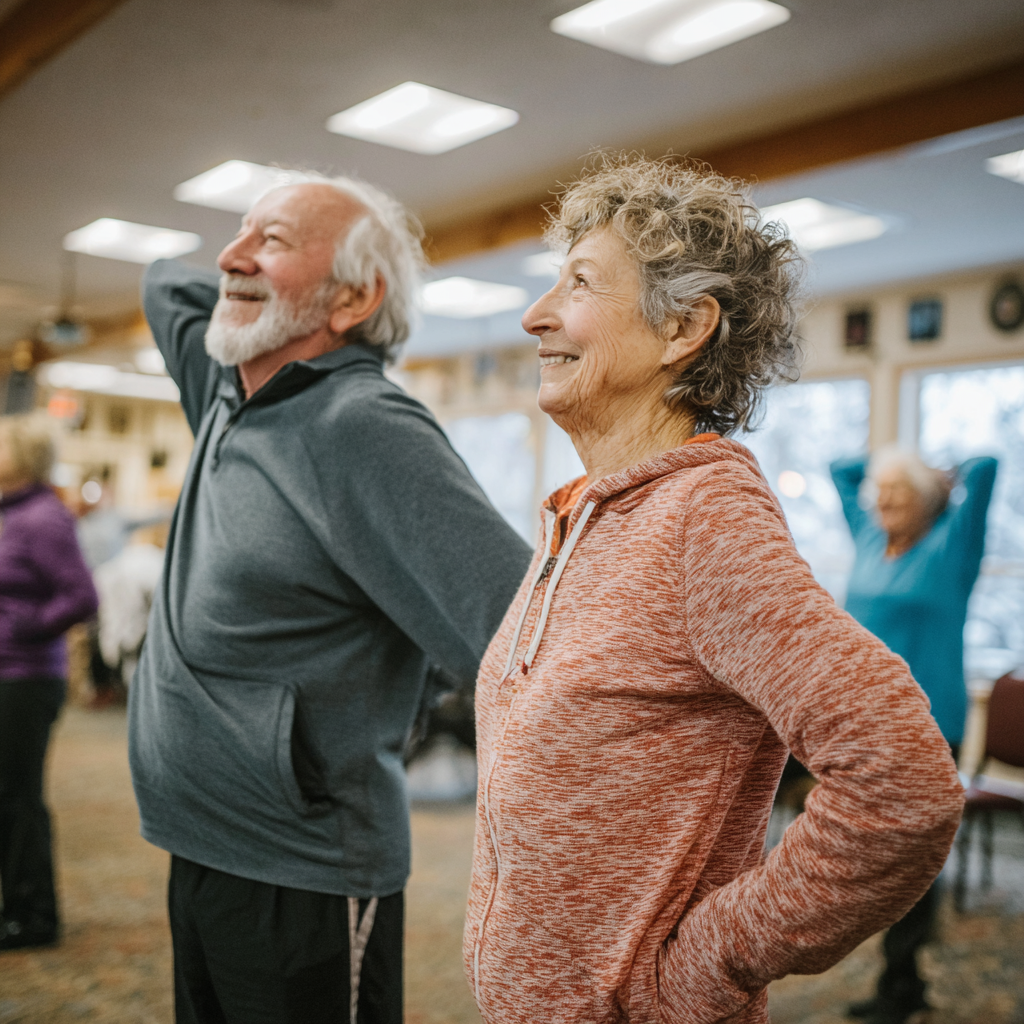 Older adults practicing adaptive movements in different seasonal environments